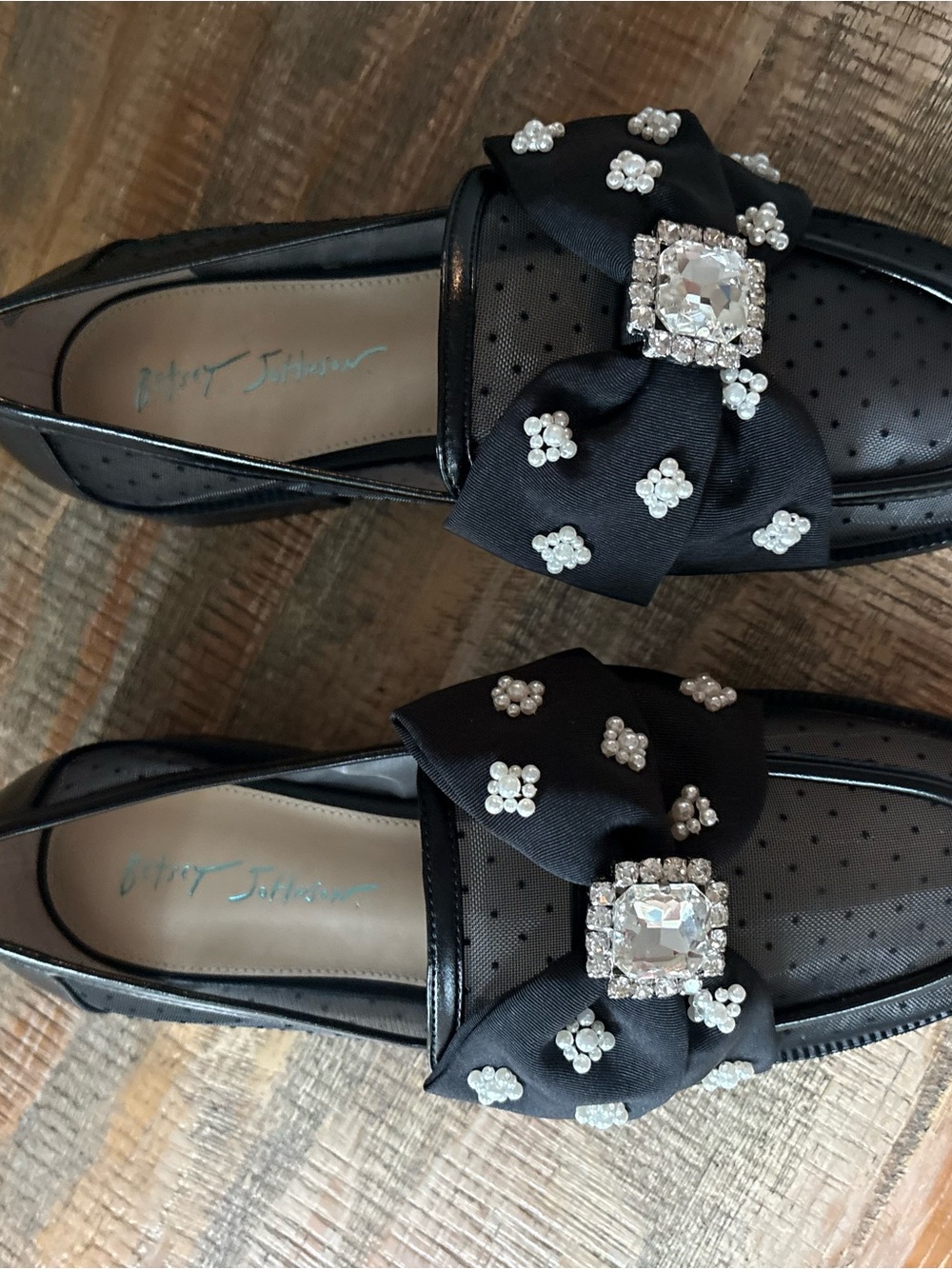 Betsey Johnson SB-Seth Black Embellished Loafers – Size 10 - Picture 4 of 14